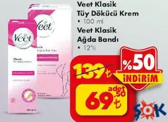 VEET KLASİK TÜY DÖKÜCÜ KREM 100 ML / VEET KLASİK AĞDA BANDI 12'Lİ